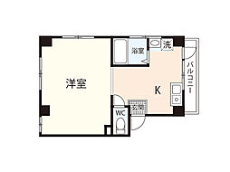浜本ビル 4階ワンルームの間取り