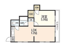 OKビル 1LDKの間取図画像