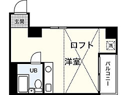 第7シティビル 2階ワンルームの間取り