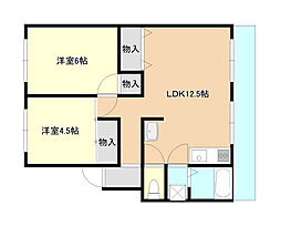 広島高速交通アストラムライン 西原駅 徒歩10分の賃貸マンション 3階2LDKの間取り