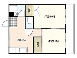 Ｍａｒｉｏｎｅｔｔｅ　ＸＩ 2階2DKの間取り