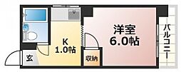 コーポ的場 5階1Kの間取り