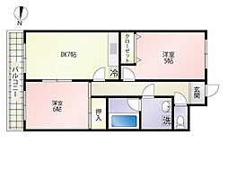 コンフォートNビル 9階2DKの間取り