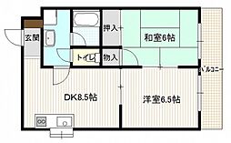コーポ寺岡 3階2DKの間取り