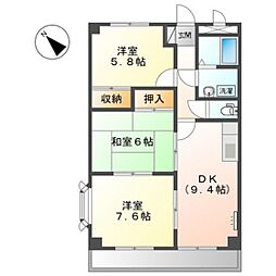 メイプルハウス 1階3DKの間取り