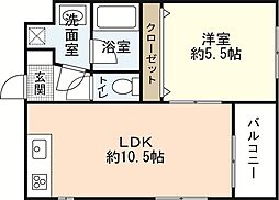 メイプルリーフコート 1LDKの間取図画像