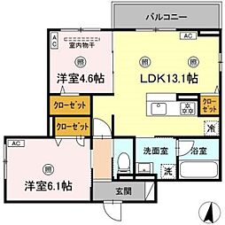 campanella温品 3階2LDKの間取り