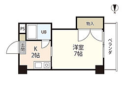 サンクレオアイ 4階1Kの間取り