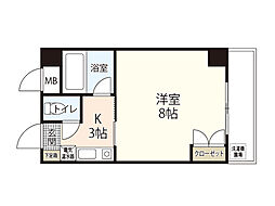 ＧＲＡＣＩＥＵＸ河原町 7階1Kの間取り