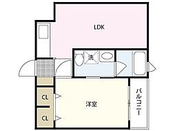 リーベ上東雲 4階1LDKの間取り