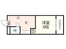 グリーンマンション 1DKの間取図画像