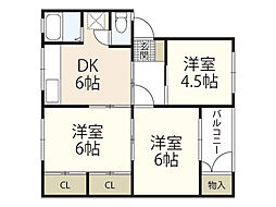 杉山ビル 4階3DKの間取り