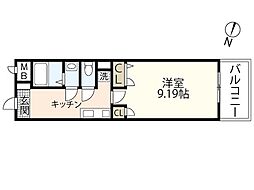 第16友建ビル 4階1Kの間取り