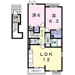 グレイスフルＫ 2階2LDKの間取り