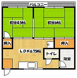 ミトビル 4階2DKの間取り