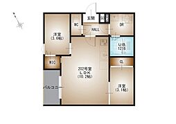 REGALEST-F 東観音 2階2LDKの間取り