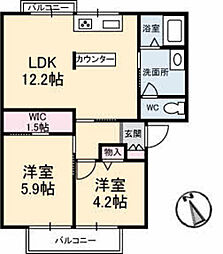 フレグランス正木 2階2LDKの間取り
