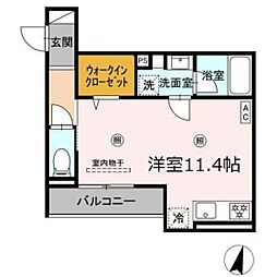 メゾン カルムII ワンルームの間取図画像