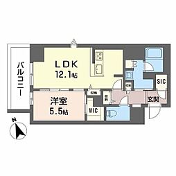 ラヴェール横川 5階1LDKの間取り