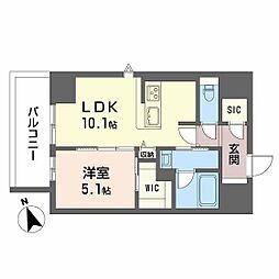 ラヴェール横川 2階1LDKの間取り