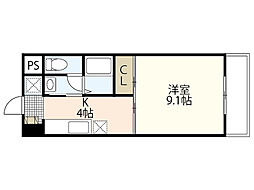 グランヴェルジェ中須II 5階1Kの間取り