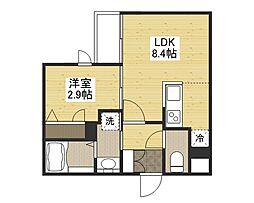 月光府中鹿籠壱番館 1階1LDKの間取り