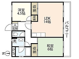 ハイツ古江 2LDKの間取図画像