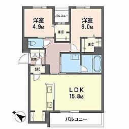 廿日市市城内3丁目マンション 2LDKの間取図画像