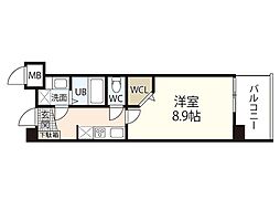 WESTINISHIUCHI 1Kの間取図画像