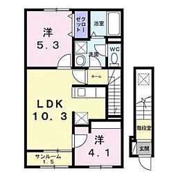 シャトーキンキA 2LDKの間取図画像