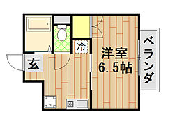 チェリス伴 1Kの間取図画像