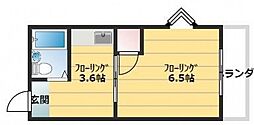 サムソン都町 1Kの間取図画像