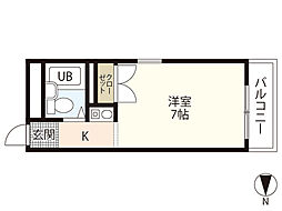 キングスフォーラム ワンルームの間取図画像