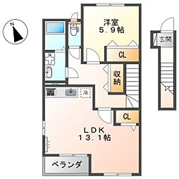 ピトレスク高陽 1LDKの間取図画像