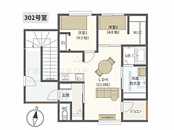 エフェクト地御前北 2LDKの間取図画像