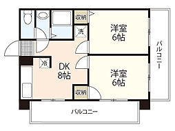 第55東白島ビル 2LDKの間取図画像