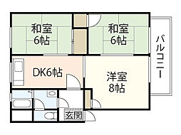 ロマンハイム 3DKの間取図画像