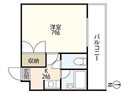 アヴニール 1Kの間取図画像