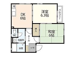 K・ガーデン 2DKの間取図画像