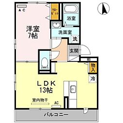 コーポラスヤナセ3B 1LDKの間取図画像