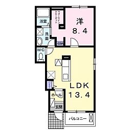 リバーサイド真倉G 1LDKの間取図画像