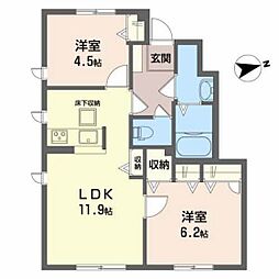 レジデンスときわ橋B 2LDKの間取図画像