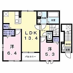 メゾン カルム 2LDKの間取図画像