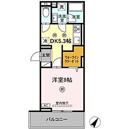 アップスD-IV 1DKの間取図画像