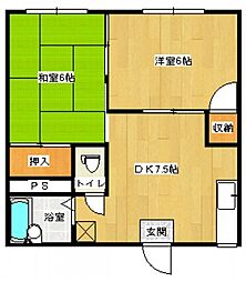 メゾン・ドアキ 2DKの間取図画像