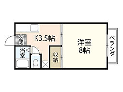 サンシャイン寺家A 1Kの間取図画像