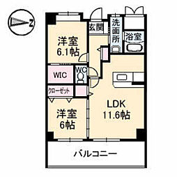 ヴィラージュ緑井 2LDKの間取図画像
