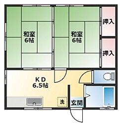 白石アパートA 2DKの間取図画像