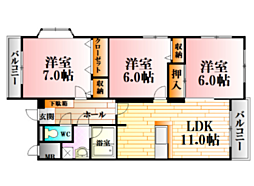 ベルコート1 3LDKの間取図画像