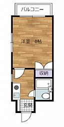 シャイン舟入 1Kの間取図画像